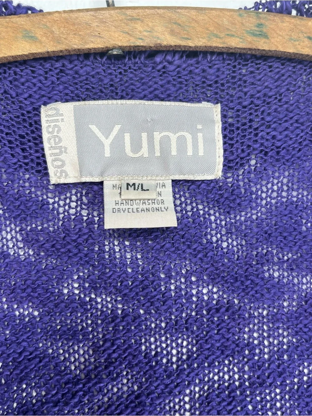Yumi Diseños Y2K Purple Knit Duster Cardigan Crochet Cotton Sweater M/L Bolivia